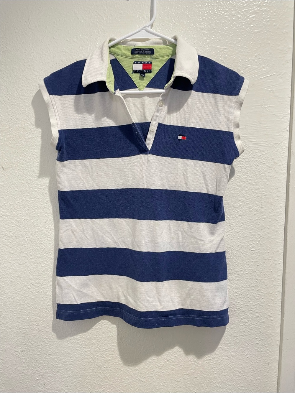 Vintage 90s Tommy Hilfiger Made in Saipan Striped Sleeveless Polo Shirt Women M